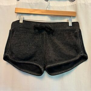 Vintage Havana Womans 70's Retro Charcoal Fleece Shorts W Rainbow Stripes size M
